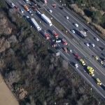 Vista aérea del múltiple accidente