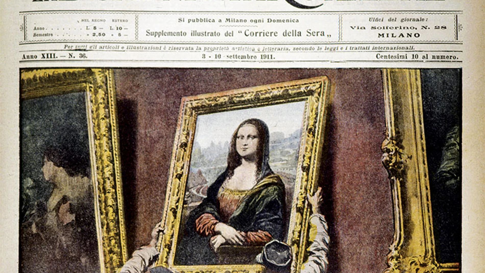 Una reconstrucción del robo de "La Gioconda" en la portada de "La Domenica del Corriere" de 1911.