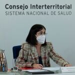 La ministra de Sanidad, Carolina Darias, durante la reunión del Consejo Interterritorial del Sistema Nacional de Salud.