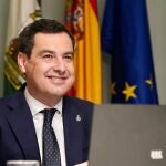 Juanma Moreno, este miércoles en Bruselas. JESÚS MORÓN/ JUNTA DE ANDALUCÍA