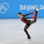 Kamila Valieva, durante su actuación por equipos en los JJOO de Pekín 2022.