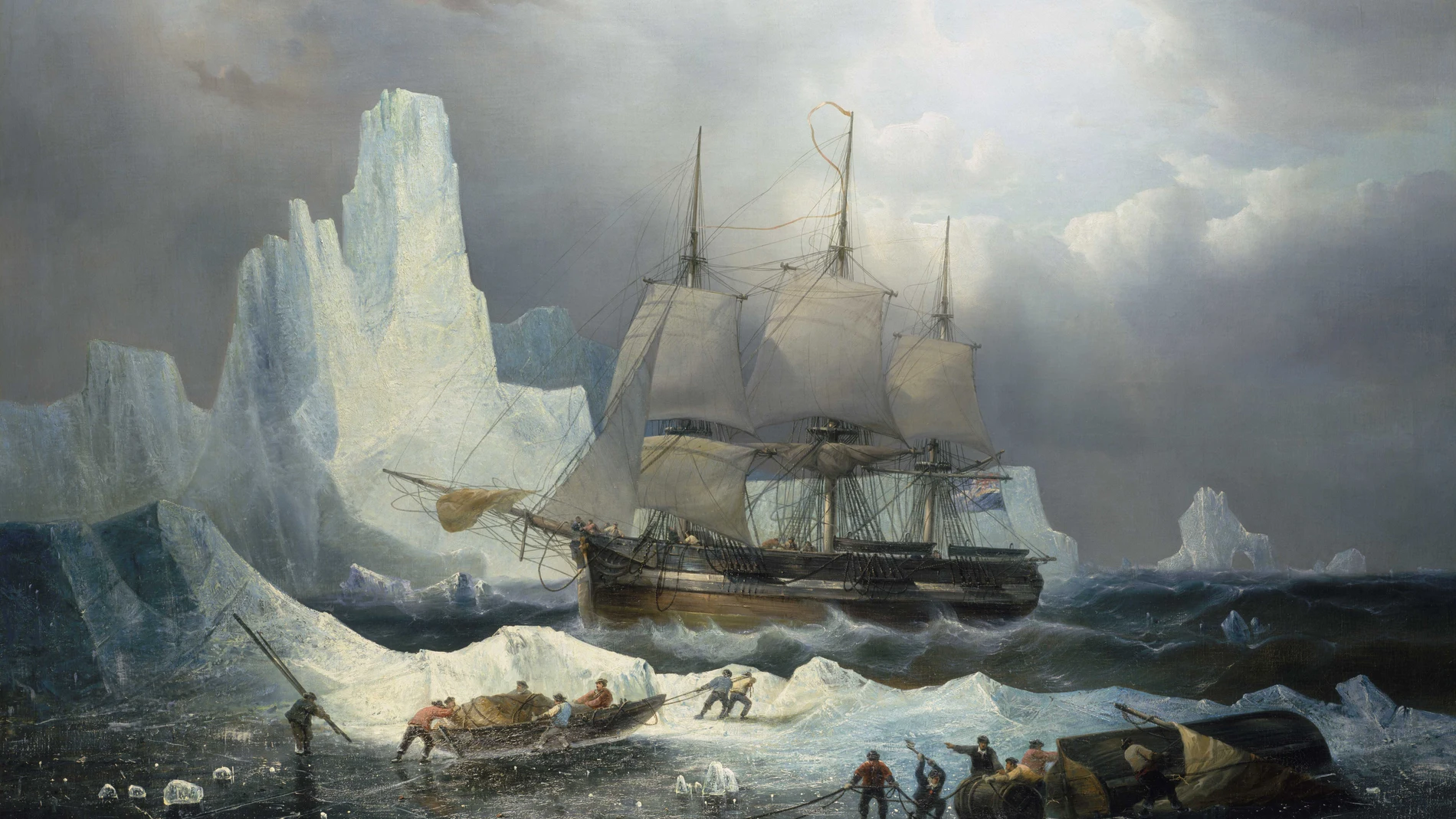 El "HMS Erebus" atrapado en el hielo ártico en 1846