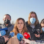 La secretaria general de Podemos y ministra de Derechos Sociales y Agenda 2030, Ione Belarra; el candidato de Unidas Podemos a la Presidencia de Castilla y León, Pablo Fernández