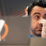Xavi Hernández, en la conferencia de prensa previa al Barcelona-Nápoles.