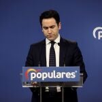 El secretario general del Partido Popular, Teodoro García Egea, en una rueda de prensa en la sede nacional del PP