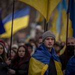 Manifestación a favor de la unidad nacional ucraniana el pasado 20 de febrero en Odesa