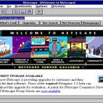 Netscape, el navegador más popular de los 90, en su versión 1.2 funcionando sobre Windows 3.1.