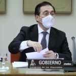El ministro de Exteriores, Unión Europea y Cooperación, José Manuel Albares, comparece en la Comisión de Asuntos Exteriores en el Congreso de los Diputados, a 23 de febrero de 2022, en Madrid (España).