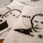 El rostro del presidente ruso, Vladimir Putin, es usado como diana en unas maniobras militares realizadas en Ucrania