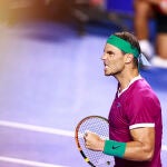 Nadal celebra uno de los puntos que ganó ante Medvedev