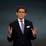 El presidente de Telefónica, José María Álvarez-Pallete, durante su intervención en la jornada inaugural de Mobile World Congress de Barcelona (MWC)