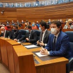 El presidente de la Junta de Castilla y León, Alfonso Fernández Mañueco, en el acto de constitución de las Cortes regionales