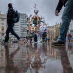 Vista general de la falla municipal en la plaza del Ayuntamiento de València