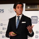 El presidente de Telefónica, José María Álvarez-Pallete, durante su participación en un desayuno organizado por la Fundación CEDE este martes en Madrid
