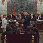 Oriol Junqueras y el resto de procesados por el proceso soberanista, en el juicio que se celebró en el Tribunal Supremo en 2019