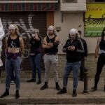 Costaleros durante un ensayo