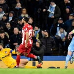 El remate de De Bruyne que da ventaja al Manchester City ante el Atlético en los cuartos de la Champions