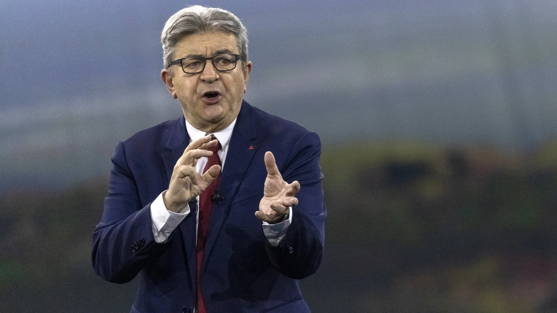 El candidato izquierdista Jean Luc Mélenchon en un mitin en Nantes