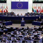 Sesión del parlamento europeo con la intervención de Ursula von der Leyen