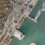 Vista satélite del puerto de Mariupol, Ucrania