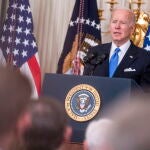 El presidente de EE UU, Joe Biden, durante la presentación de la reforma del servicio de correo