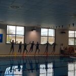 El Simalga Real Canoe, instantes antes de comenzar su último partido en Pamplona