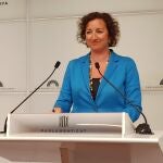 La portavoz del PSC-Units en el Parlament, Alícia Romero, en rueda de prensa.