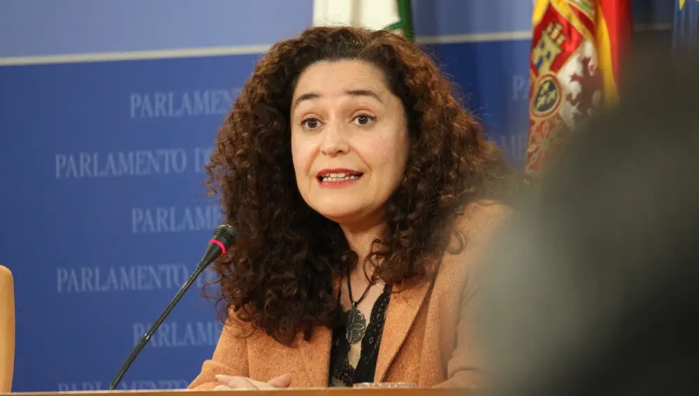 La portavoz parlamentaria de Unidas Podemos por Andalucía, Inmaculada Nieto, en rueda de prensa. UNIDAS PODEMOS POR ANDALUCÍA