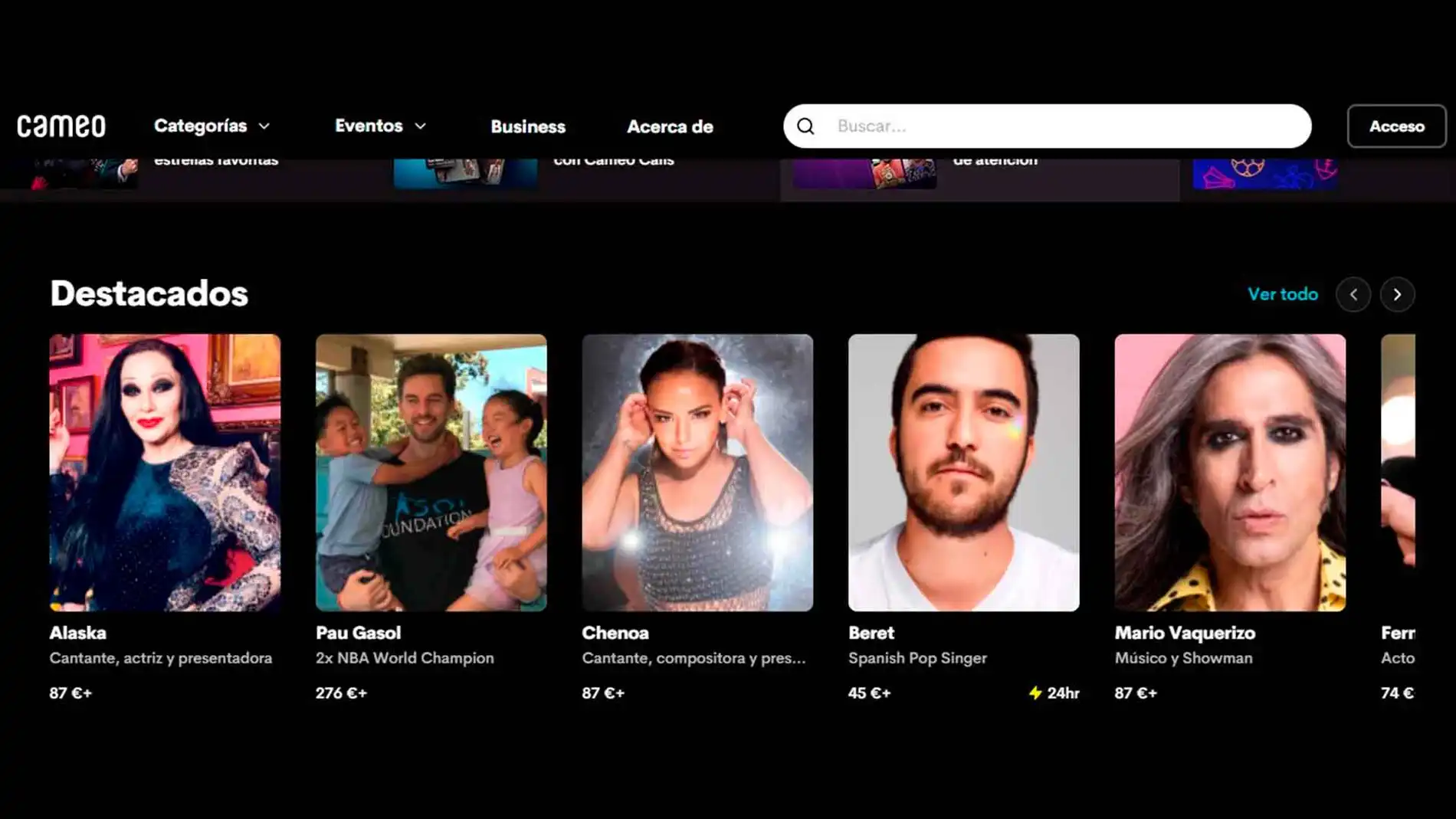 Cameo, web de vídeos personalizados de famosos