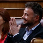 El portavoz de ERC, Gabriel Rufián durante el Pleno del Congreso celebrado este miércoles