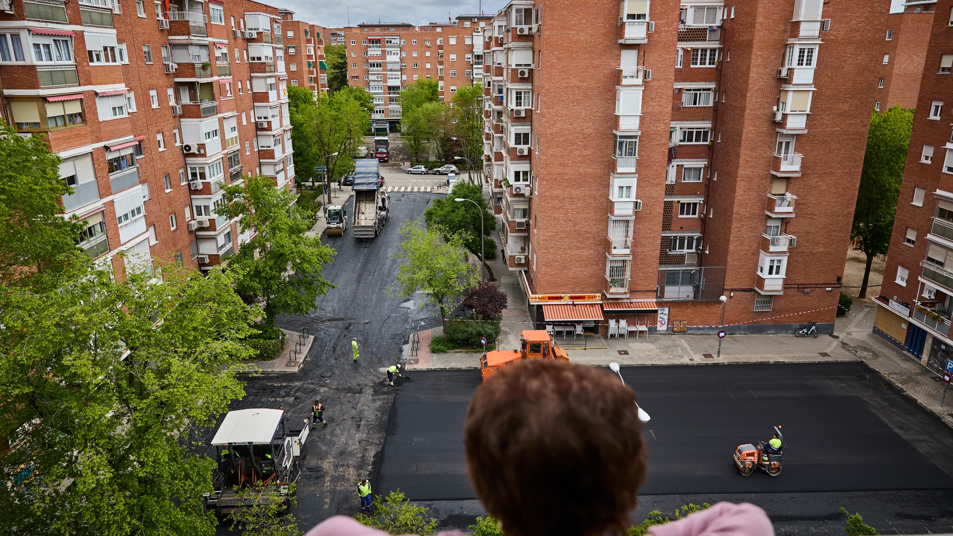 Operación asfalto en el barrio de Moratalaz
