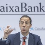El consejero delegado de CaixaBank, Gonzalo Gortázar, en la presentación de los resultados del primer trimestre de 2022