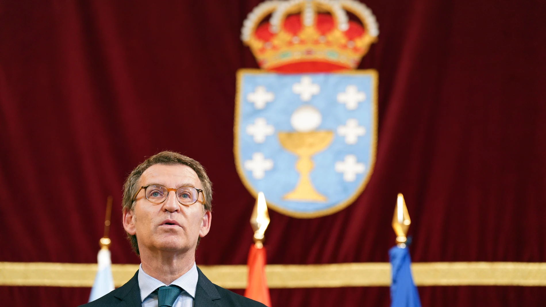 Alberto Núñez Feijóo, en Santiago de Compostela el pasado viernes, en el acto de renuncia a la presidencia de la Xunta