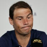 Rafa Nadal, durante su comparecencia ante los medios