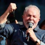 El expresidente brasileño Lula da Silva, del partido de los Trabajadores (PT), durante un discurso en Sao Paulo
