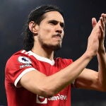 Edinson Cavani con el Manchester United.