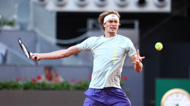 Zverev, en pleno entrenamiento en la Caja Mágica