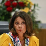 La vicepresidenta y canciller de la República de Colombia, Marta Lucía Ramírez, interviene durante el foro Colombia Investment Roadshow, en la sede de la CEOE, en Madrid