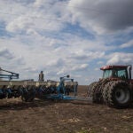 Vista de un campo de cultivo en una carretera en las inemdiaciones de Dnipro 27 de abril del 2022. Siete de cada diez hectáreas de Ucrania son parcelas agrarias, plantadas sobre todo con maíz, cereales y girasoles que sirven de alimento al mundo. Con el país en guerra y dificultades de exportación, la crisis ucraniana amenaza con llevar el hambre afuera de sus fronteras, según explica a EFE Pierre Vauthier, responsable de la FAO en Ucrania. EFE/ MIGUEL GUTIÈRREZ