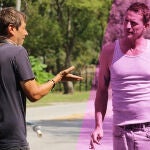 Sean Baker (izquierda) dirigiendo a Simon Rex en "Red Rocket", que llega a los cines este viernes