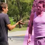 Sean Baker (izquierda) dirigiendo a Simon Rex en "Red Rocket", que llega a los cines este viernes