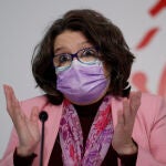La vicepresidenta y Portavoz del Gobierno Valenciano, Mónica Oltra, durante la rueda de prensa posterior al Pleno del Consell