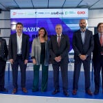 De izquierda a derecha, Juan Carlos Valero, Cristian Oller, Blanca Sorigué, Pere Navarro, Luis Jiménez y Luis Poch, ponentes de la mesa redonda sobre el sector logístico