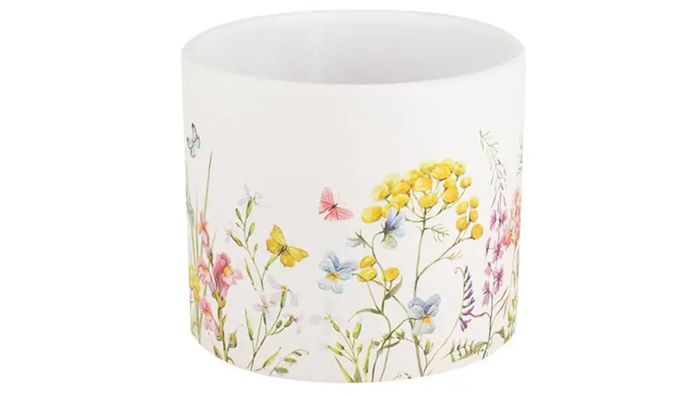 Macetero de cerámica con estampado