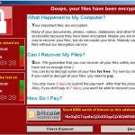 Una captura de pantalla del virus WannaCry.