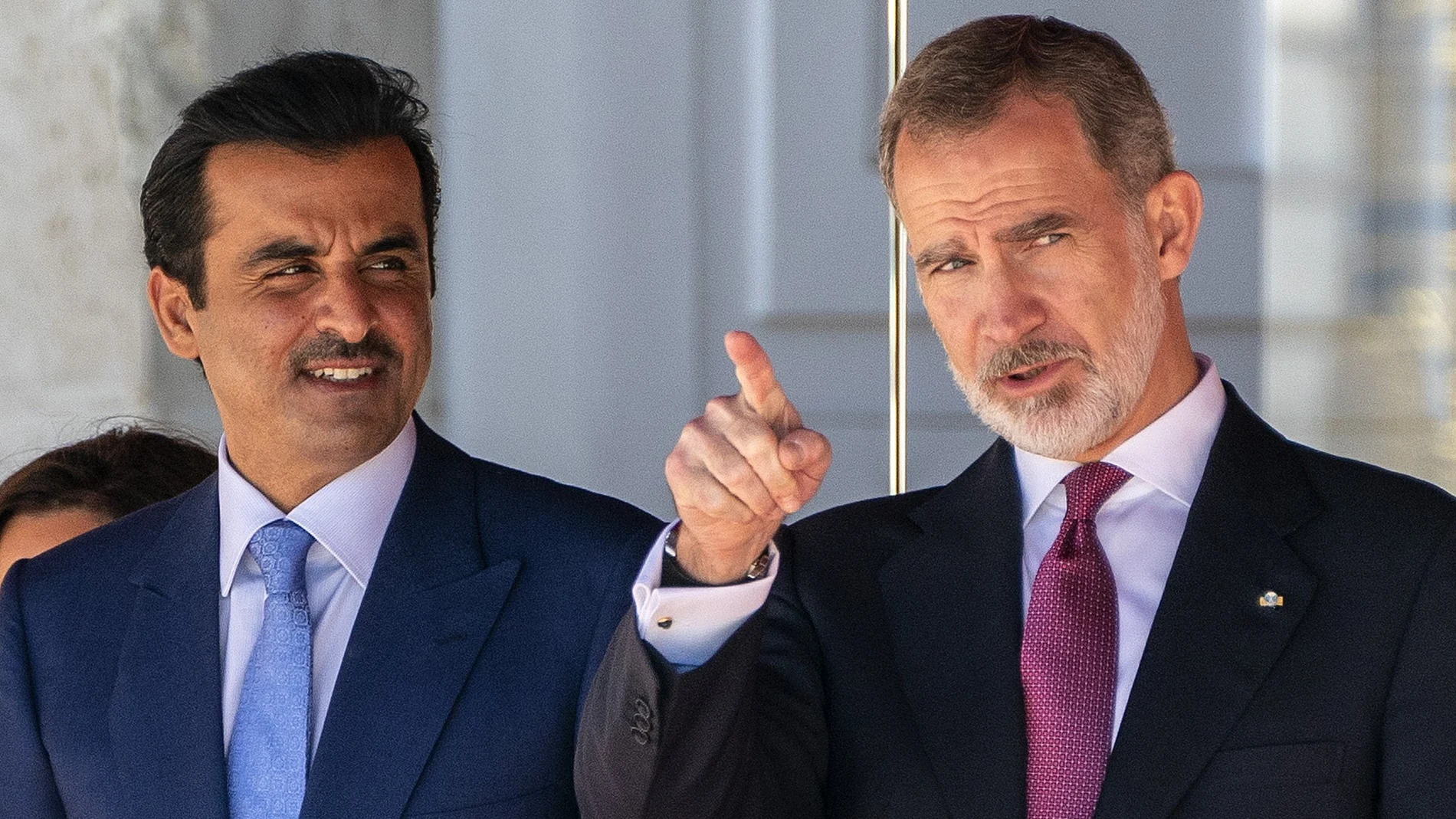 El Emir de Catar con el Rey de España en el acto celebrado en el Palacio Real de Madrid