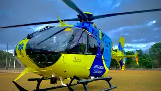 Helicóptero de Sacyl que acudió al lugar del accidente Helicóptero de Sacyl que acudió al lugar del accidente