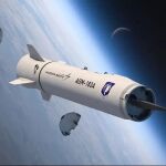 Representación gráfica de misil hipersónico AGM-183A de respuesta rápida lanzado desde el aire