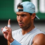 Rafa Nadal, durante uno de los entrenamientos previos a la disputa de Roland Garros