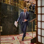 El presidente del Gobierno Pedro Sánchez , interviene en la sesión de control al Gobierno celebrada este miércoles en el Congreso